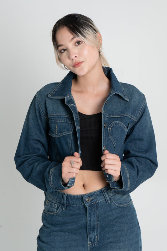 CHAQUETA DENIM CORTA CORAZÓN AMORETTA