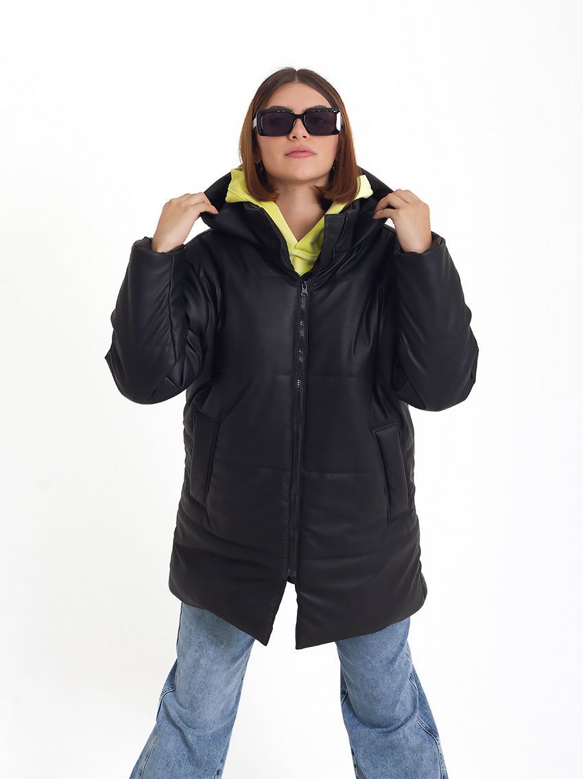 CHAQUETA PUFFER EFECTO PIEL ED