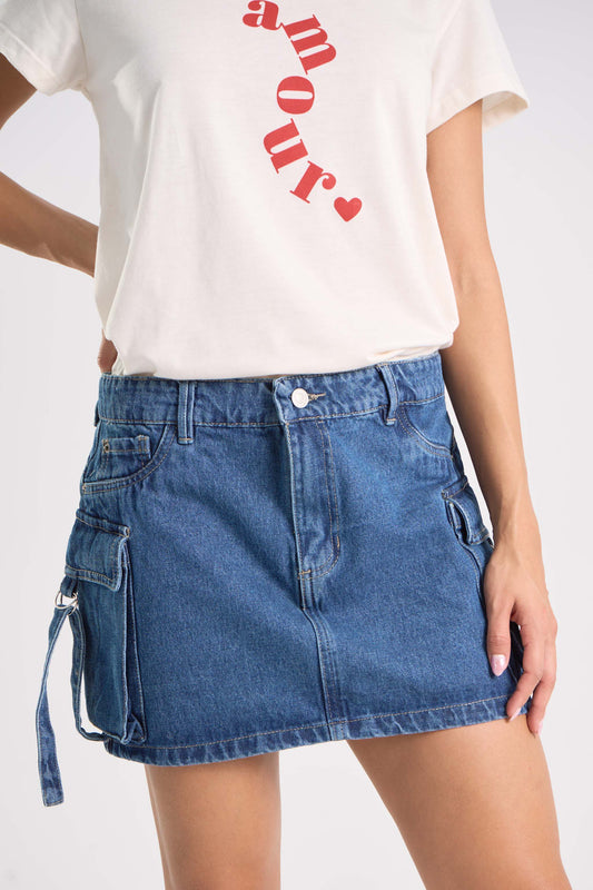 FALDA DENIM CARGO MAKYS