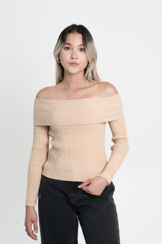 JERSEY TEJIDO HOMBROS DESCUBIERTOS BELVER BEIGE