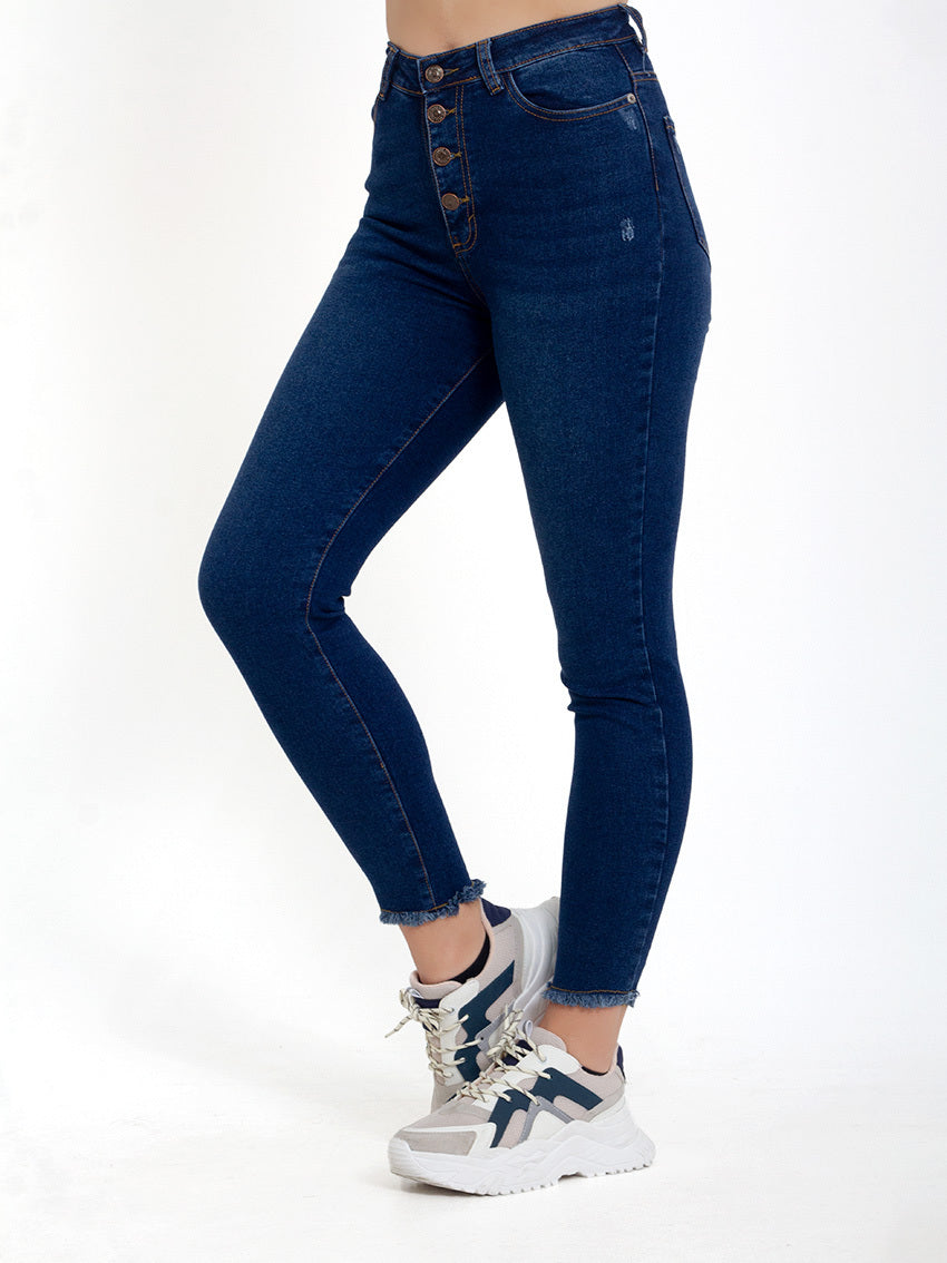 Jeans azul oscuro online mujer