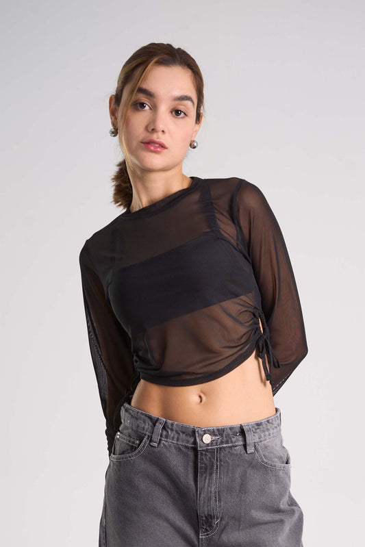 TOP CROP MANGA LARGA MESH ADILA ONE